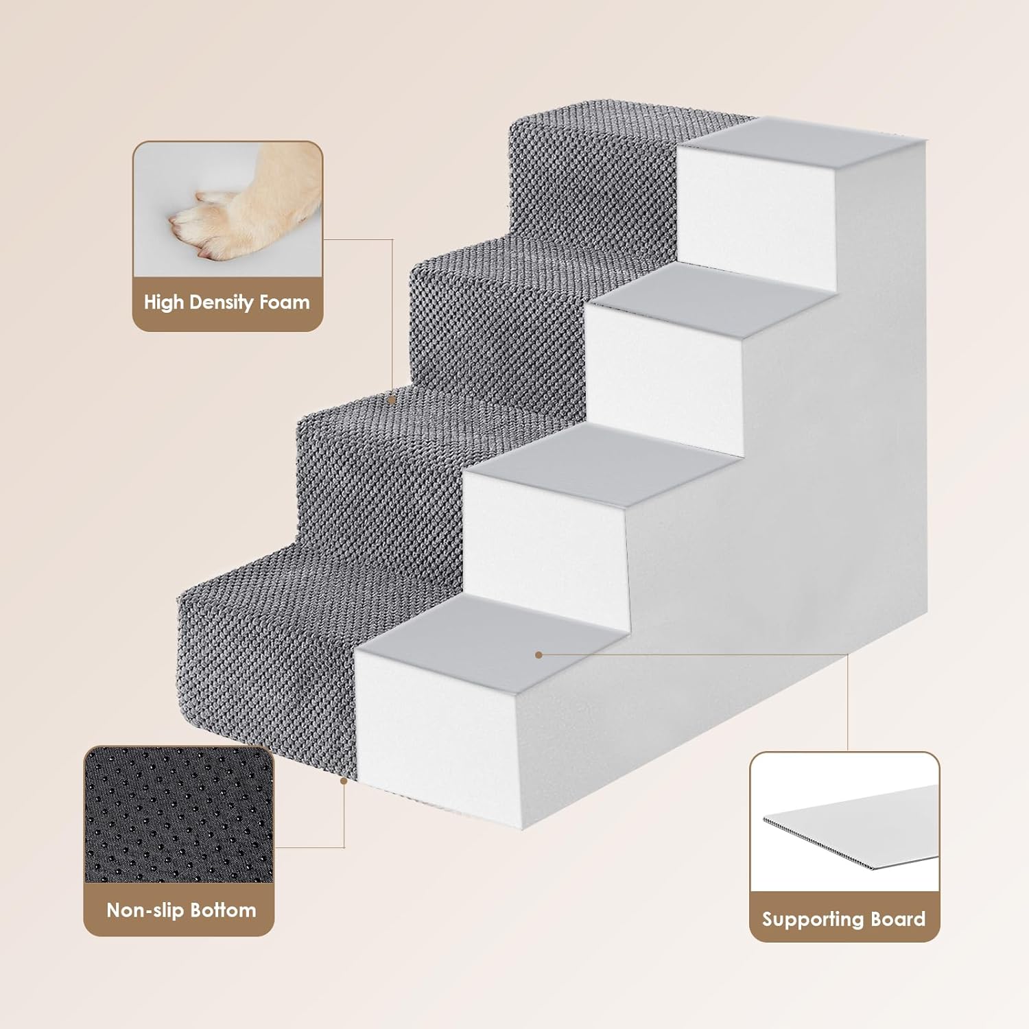EHEYCIGA_Dog_Stairs_for_Bed_18"_H,_4-Step_Dog_Steps_for_High_Bed,_Pet_Steps_for_Small_Dogs_and_Cats,_Non-Slip_Balanced_Pet_Ramp_Indoor,_Grey