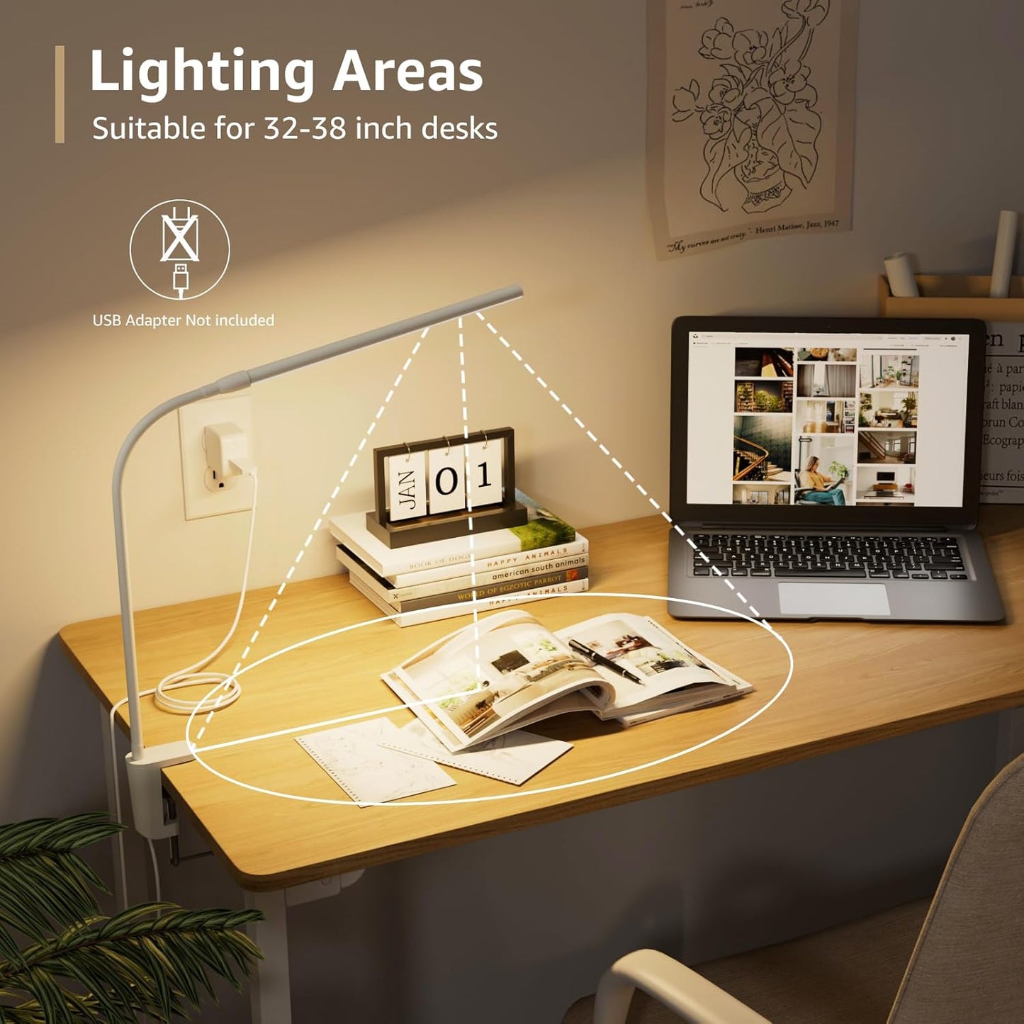 Lepro_Small_Desk_Lamp_with_Clamp,_LED_Reading_Lamps_with_450LM,_3_Color_Modes_10_Brightness,_Dimmable_USB_Clip_on_Desk_Light_with_Gooseneck_Swing_Arm_for_Nail,_Home_Office_and_Dorm_(White)