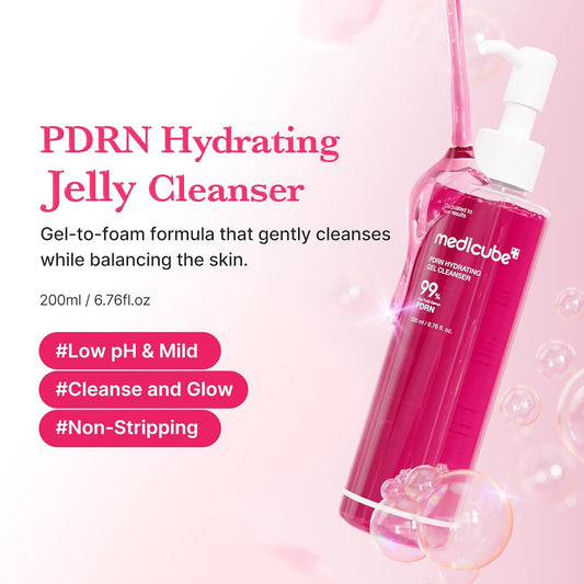 medicube_PDRN_Jelly_to_Foam_Cleanser_|_Low_pH_Hydrating_Daily_Face_Wash_for_All_Skin_Types_|_With_PDRN,_Collagen_&_LHA_|_Gentle_Pore_Care_&_Radiant,_Balanced-Looking_Skin_|_Korean_Skincare_|_200ml