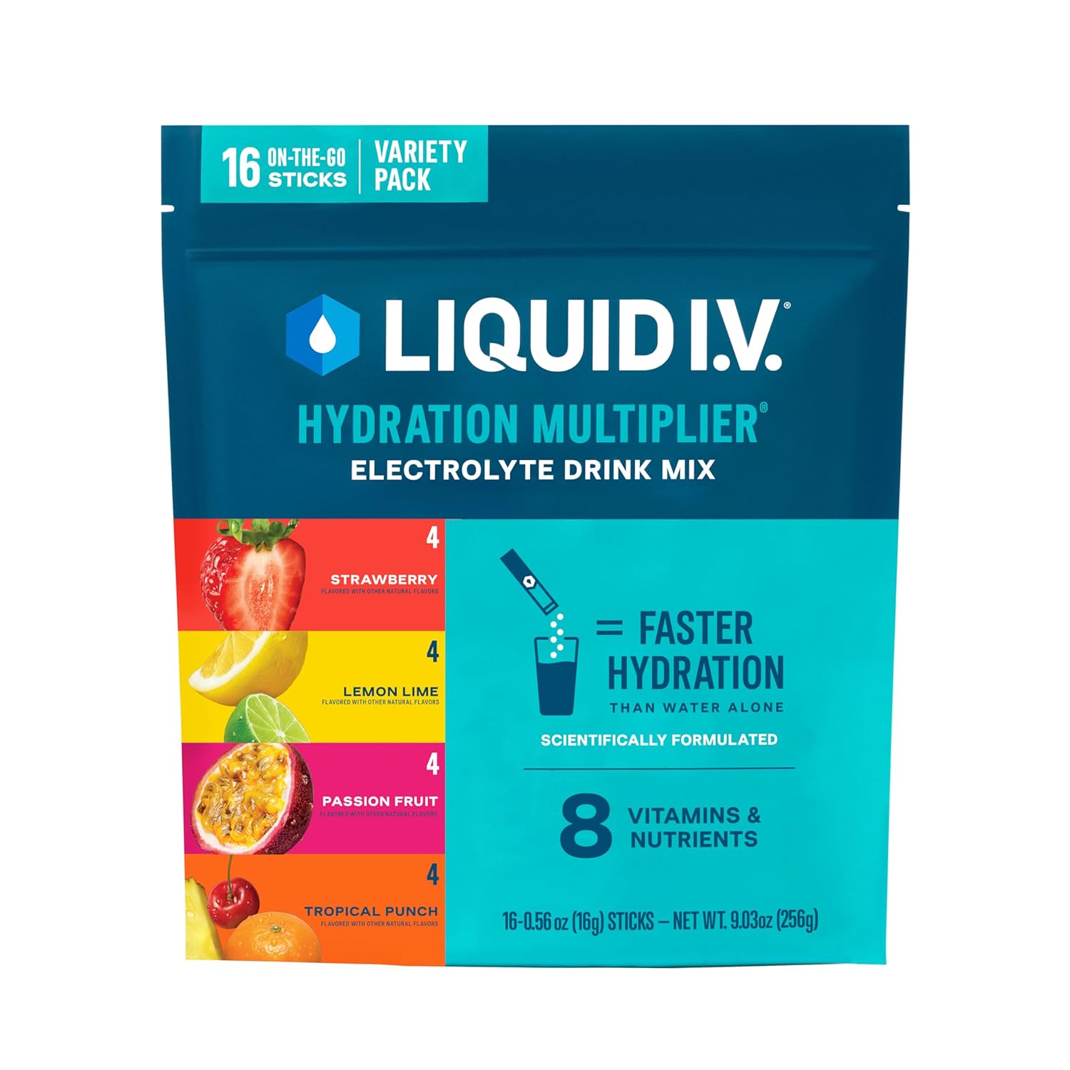 Liquid_I.V.®_Hydration_Multiplier_-_Variety_Pack_-_Lemon_Lime,_Passion_Fruit,_Strawberry,_Tropical_Punch_|_Electrolyte_Powder_Drink_Mix_|_1_Pack_(16_Servings)
