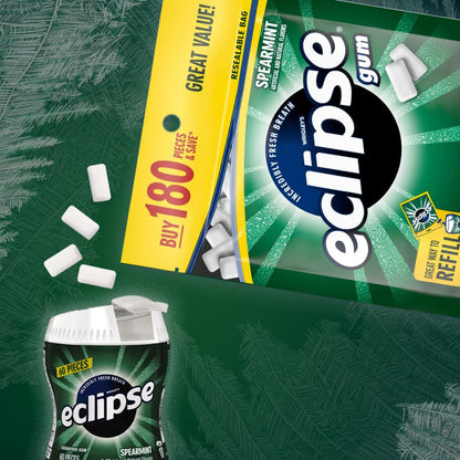 ECLIPSE_Spearmint_Chewing_Gum_Sugar_Free,_Mint_Gum_Bulk_Pack,_8.8_Ounce_(180_Piece_Bag)