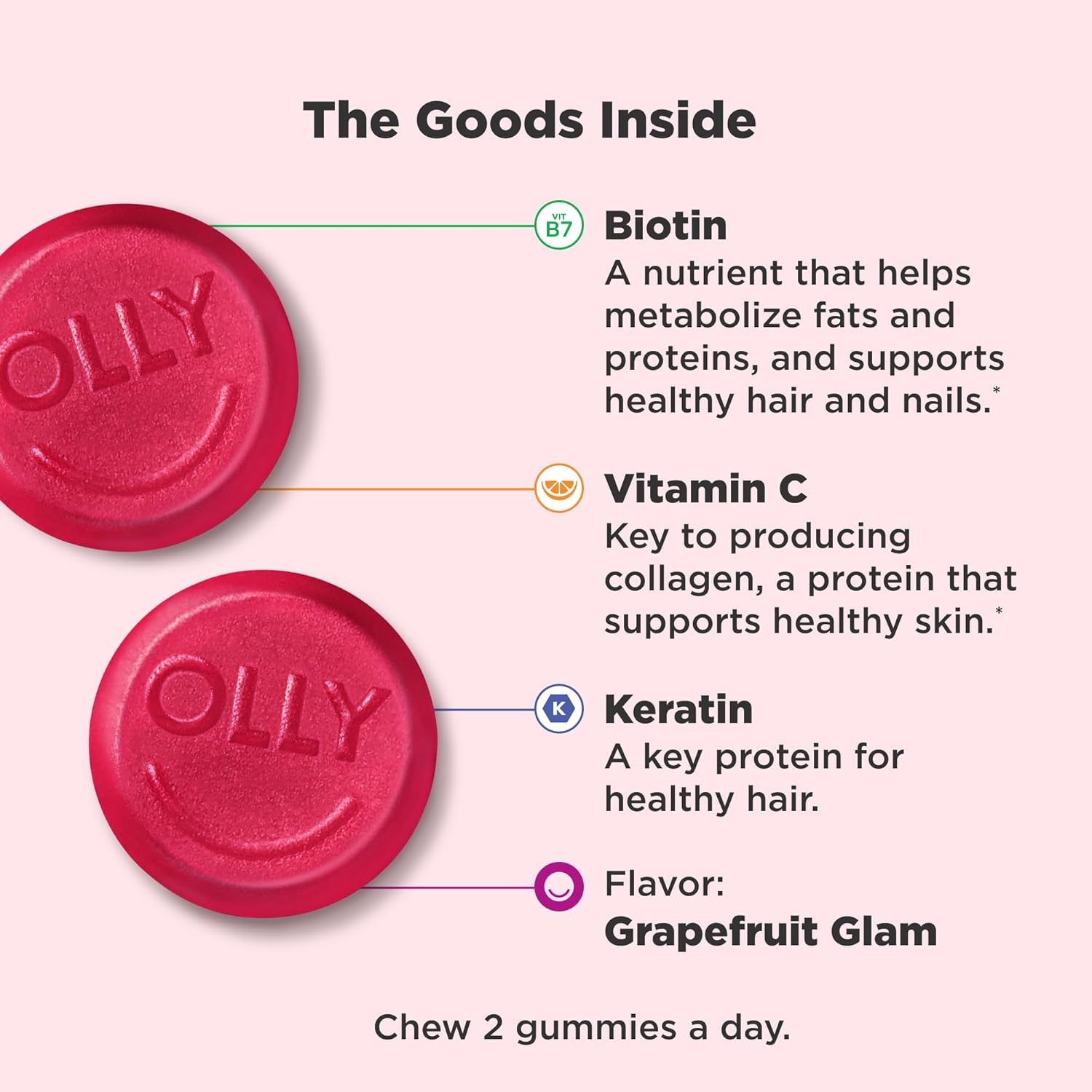 OLLY_Undeniable_Beauty_Gummy,_For_Hair,_Skin,_Nails,_Biotin,_Vitamin_C,_Keratin,_Chewable_Supplement,_Grapefruit,_30_Day_Supply_-_60_Count