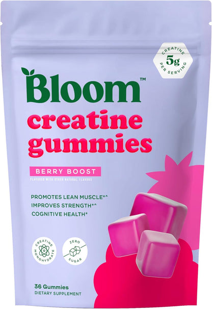 Bloom_Creatine_Monohydrate_Gummies,_5g_Per_Serving,_Sugar_Free_Creatine_Gummy_for_Workout,_Strength,_Cognitive_Health_&_Lean_Muscle_Support,_Gluten_Free_&_Non_GMO,_Berry_Boost,_36_Gummies,_12_SVG