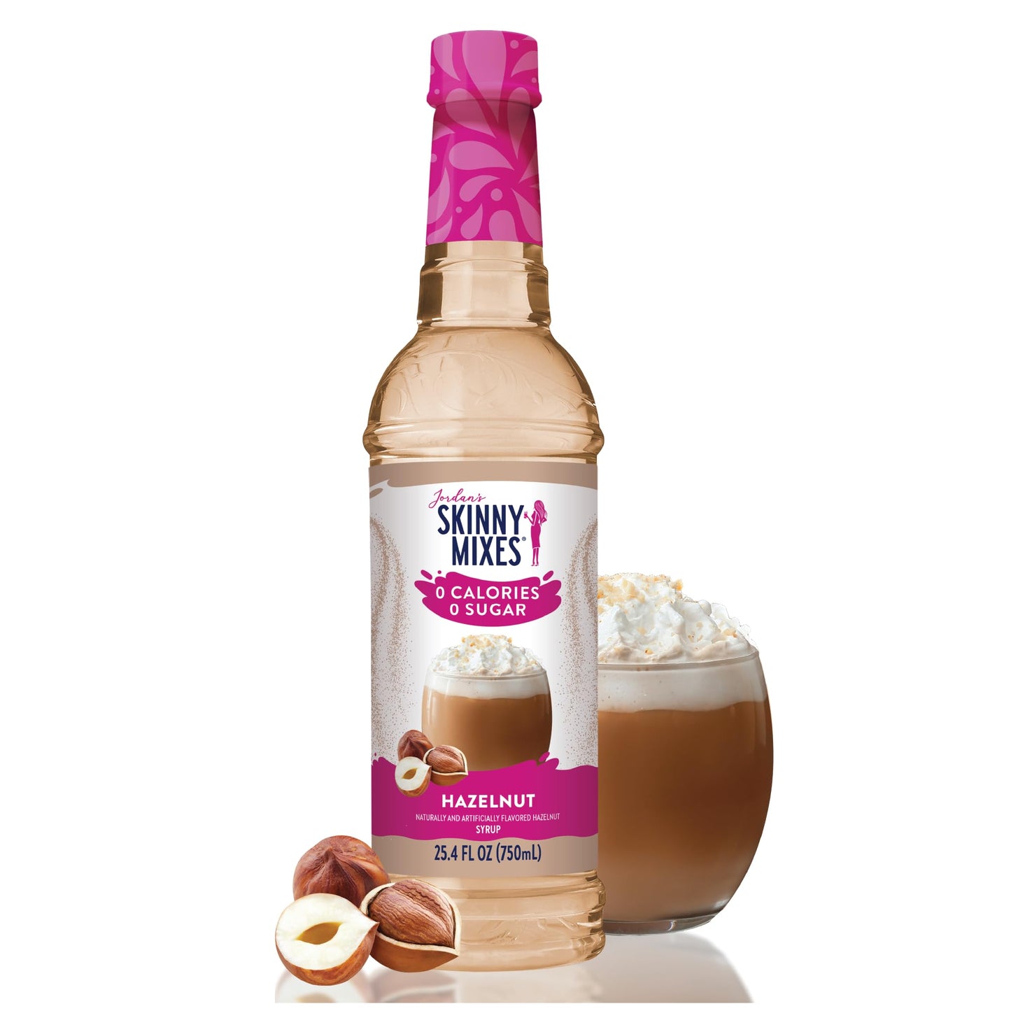 Jordan&amp;#39;s Skinny Mixes Sugar Free Coffee Syrup, Hazelnut Coffee Flavoring Syrup, Zero Calorie Drink Mix, Lattes, Baking, Protein Shake or Cocktail, Dairy &amp;amp; Gluten Free, Kosher, 25.4 Fl Oz