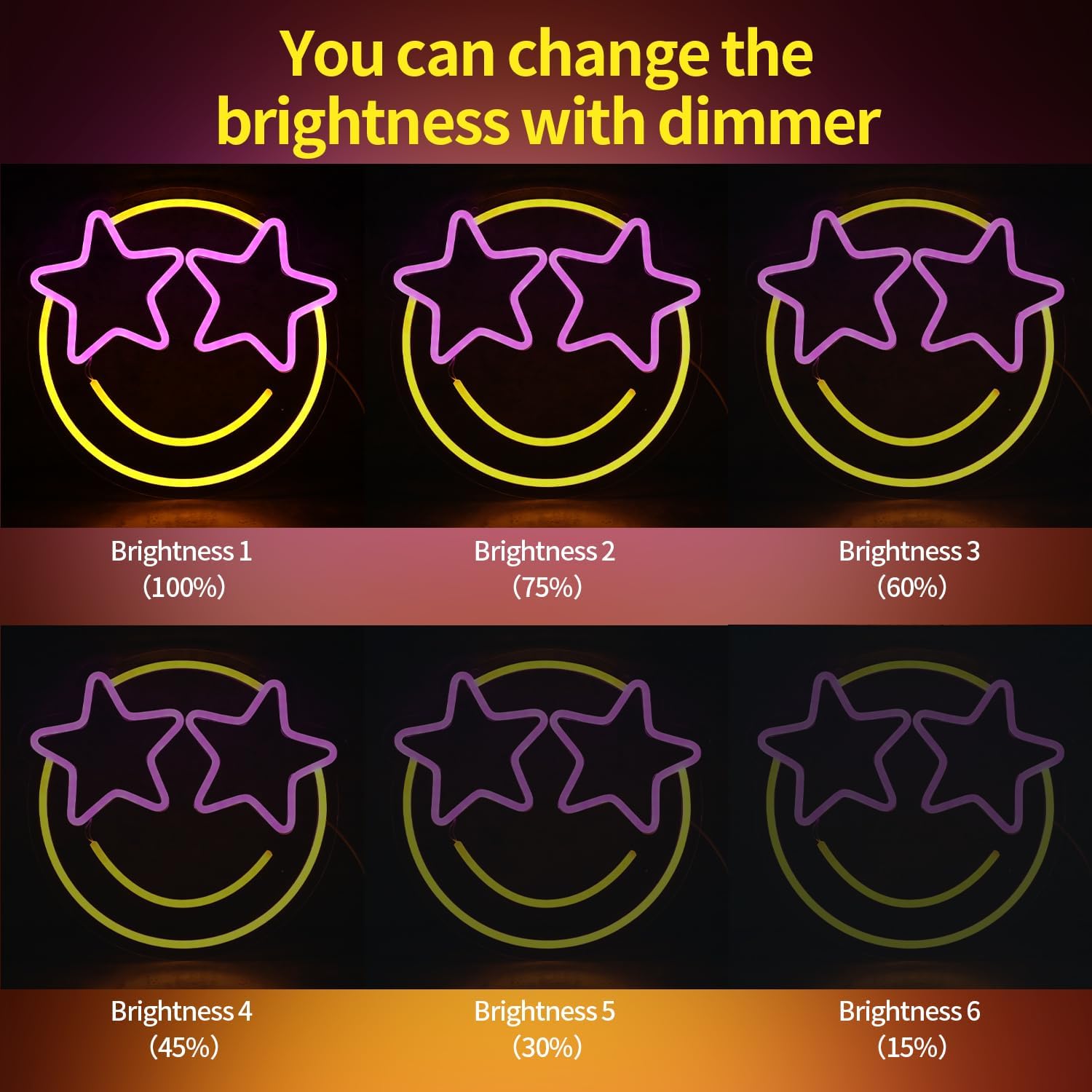 Smile_Face_Neon_Sign,_Wootfairy_Led_Neon_Signs_for_Wall_Decor,_Dimmable_Neon_Light_for_Bedroom,_Gaming_Room,_Kids_Room,_Bar_Decoration,_Yellow_and_Pink_Light_Up_Signs_for_Wedding_Birthday_Party