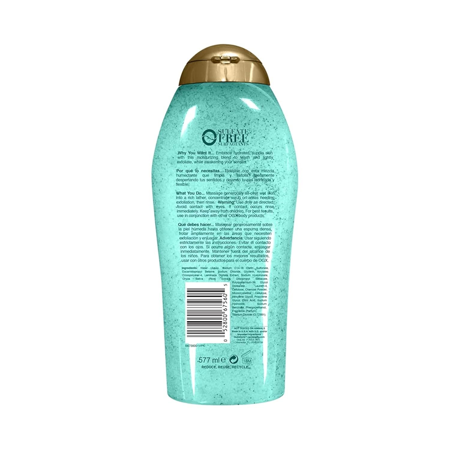 OGX_Hydration_+_Sea_Kelp_&_Hyaluronic_Acid_Sulfate-Free_Lightly_Moisturizing_Body_Scrub_with_Black_Rice,_Gentle_Exfoliating_Daily_Body_Wash_to_Soften_&_Smooth_Skin,_19.5_Fl_Oz