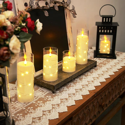 Homemory_Flameless_Candles_with_Embedded_Star_String_Fairy_Lights,_Battery_Operated_Candles,_LED_Candle,_Fake_Candles_with_Remote_Control_and_Timer,_Ivory,_Set_of_5(H4_5"_6"_8"_8")