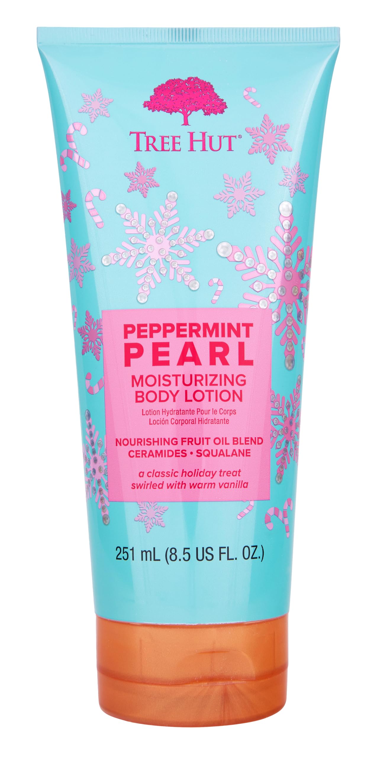 Tree Hut Peppermint Pearl Body Lotion, Limited Edition Holiday, Ceramide and Squalene Formula Helps Protect Skin, Long-lasting Hydration Leaves Skin Feeling Soft &amp;amp; Moisturized, 8.5 fl oz.