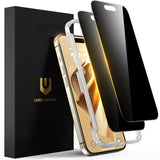 UNBREAKcable Privacy Screen Protector for iPhone, Full Coverage Shatterproof Tempered Glass[True 28°Anti Spy][9H Hardness][Easy Installation Frame]2-Pack Private Screen for iPhone