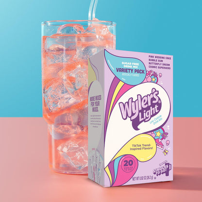 Wyler's_Light_Singles_to_Go_Powder_Packets,_Variety_Pack,_Watertok_Fun_Flavors,_Pink_Wedding_Cake,_Bubble_Gum,Butterfly_Dream,Cosmic_Superhero,Sugar_&_Caffeine_Free,_On-The-Go,_20_Count_(Pack_-_1)