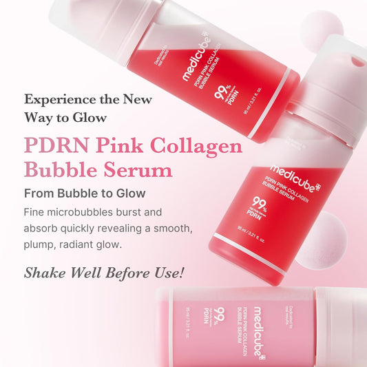 medicube_PDRN_Pink_Collagen_Bubble_Serum_|_Bubble-to-Glow_Firming_Serum_with_99%_Purity_PDRN_&_Low-Molecular_Collagen_|_Lightweight,_Fast-Absorbing_Bubble_Texture_for_Radiant,_Plump_Skin_|_3.21_fl.oz