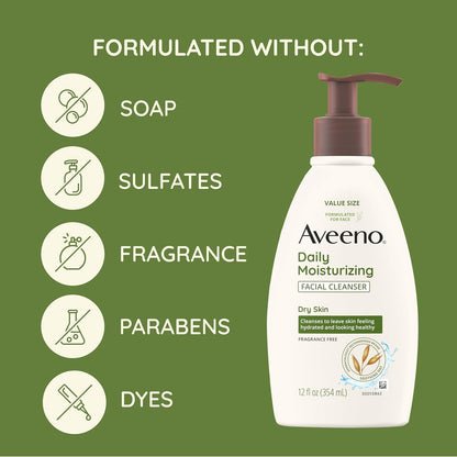 Aveeno_Daily_Moisturizing_Facial_Cleanser_for_Dry_Skin,_Gentle_Face_Cleanser_with_Soothing_Oat_for_Skin_that_Feels_Soft_&_Supple,_Removes_Dirt,_Oil_and_Impurities,_Fragrance_Free,_12_FL_OZ