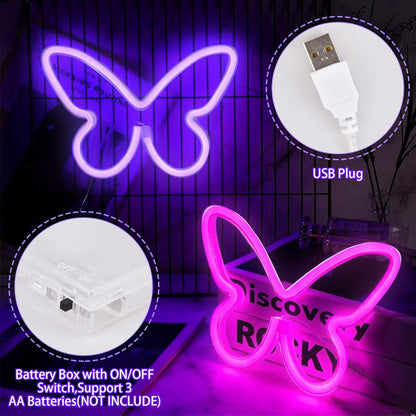 BRIGHTDECK_3_Pcs_Butterfly_Neon_Signs,_Neon_Light_for_Bedroom,_USB_or_3-AA_Battery_Powered_LED_Wall_Decor_for_Valentines_Day_Birthday_Gift,_Wedding,_Party,_Home_Decor_(Pink,_Purple,_Warm_white)