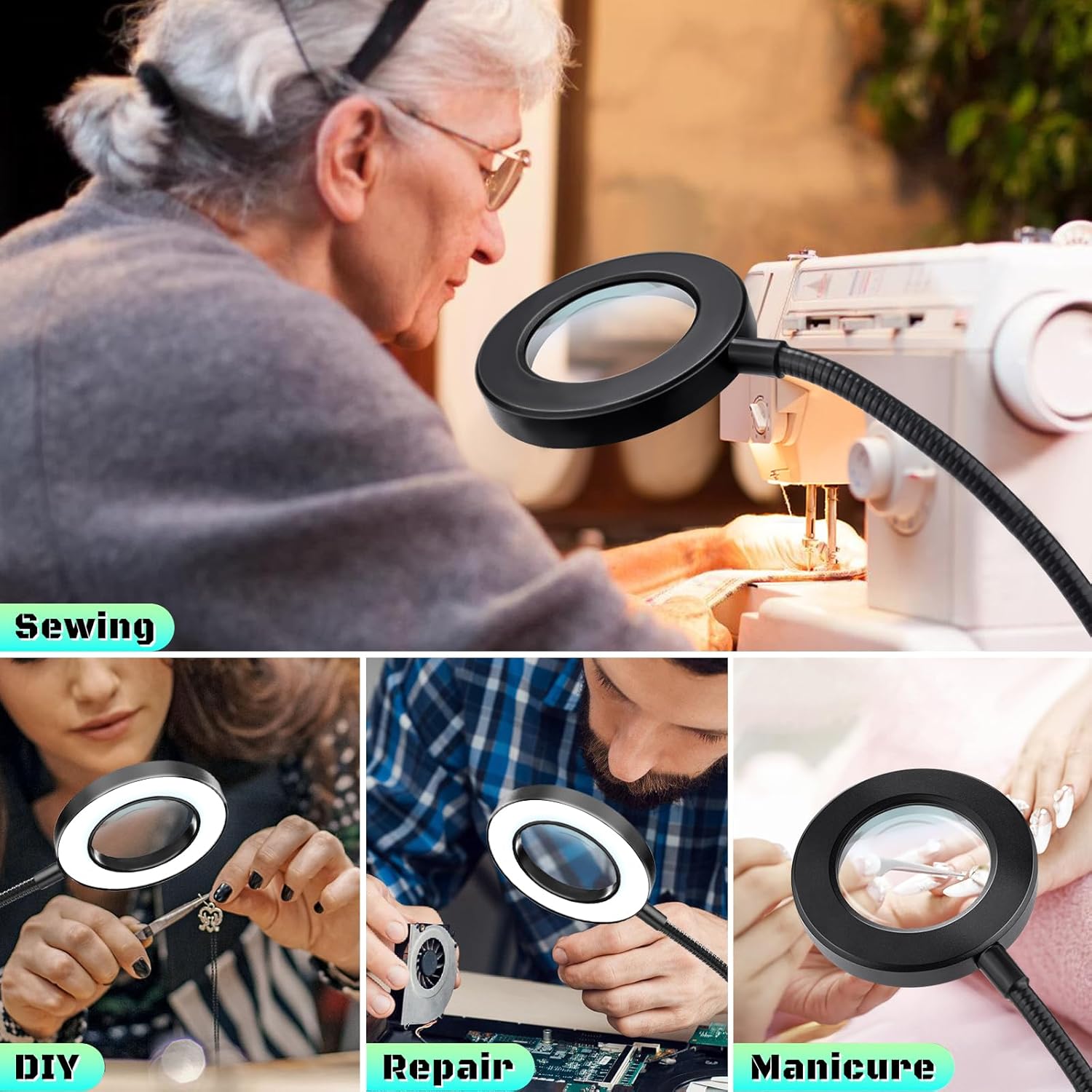 10X_Magnifying_Glass_with_Light,_Clip_on_Mganifier_with_Light,_48_LED_Desk_Magnifying_Glass_wtih_Clamp,_3_Modes_Dimmable_Magnifying_LED_Lamps_for_Bed_Work_Crafts_DIY_Repair
