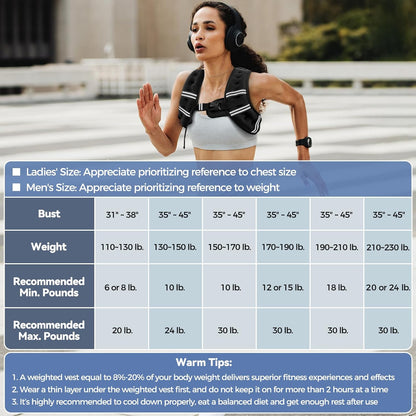 Weighted_Vest,_6lb/8lb/10lb/12lb/15lb/18lb/20lb/24lb/30lb_for_Men_Women,_Reflective_Stripe_Adjustable_Buckle,_Comfortable_Durable_Rucking_Vest_for_Walking_Running_Strength_Training