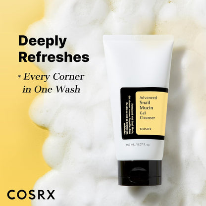 COSRX_Advanced_Snail_Mucin_Gel_Cleanser,_5.07_Fl_Oz_/_150_mL,_Rich_Daily_Deep_Cleansing_Gel_for_Dry_&_Sensitive_Skin,_Korean_Skin_Care,_Not_Tested_on_Animals,_No_Parabens