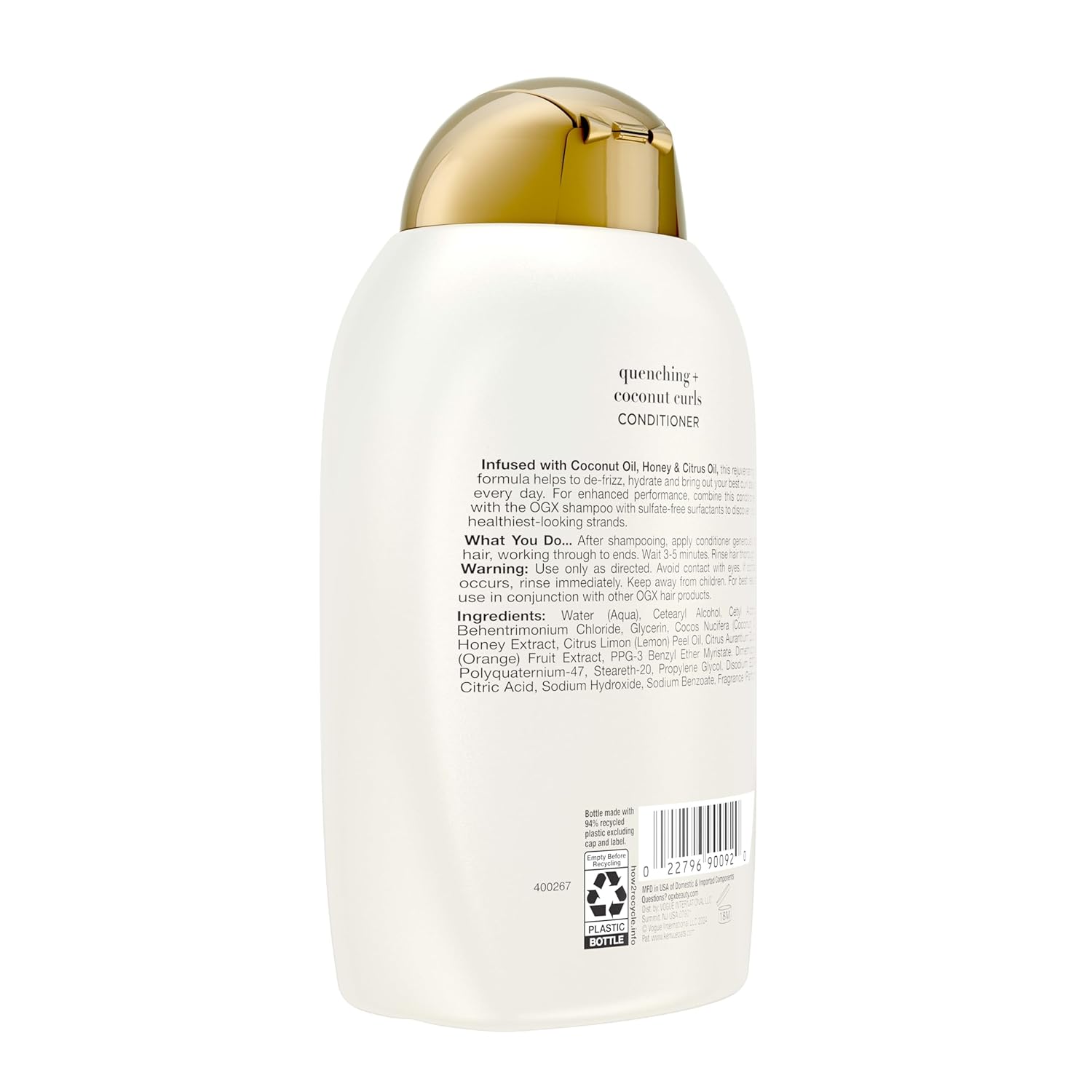 OGX_Quenching_+_Coconut_Curls_Curl-Defining_Conditioner,_Nourishing_Curly_Hair_Conditioner_with_Coconut_/Citrus_Oil_&_Honey,_Paraben-Free_with_Sulfate-Free_Surfactants,_13oz