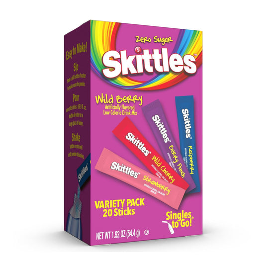 Skittles_Singles_To_Go_Variety_Pack,_Watertok_Powdered_Drink_Mix,_Zero_Sugar,_Low_Calorie,_Includes_4_Flavors,_1_Box_(20_Single_Servings)_(Wild_Berry)