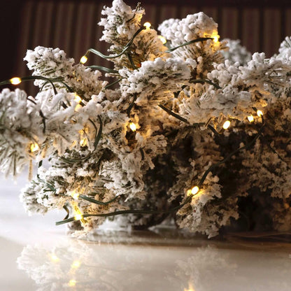 QBIS_Outdoor_Christmas_Lights_-_Fairy_Lights_Battery_Operated_with_Small_Warm_White_LEDs,_Green_Wire,_Multifunction,_6hr_Timer,_Indoor/Outdoor_Battery_Operated_String_for_Wreath,_Garland_or_Tree