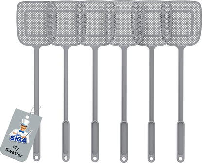 MR.SIGA_Heavy_Duty_Long_Handle_Fly_Swatter,_Gray,_6_Pack