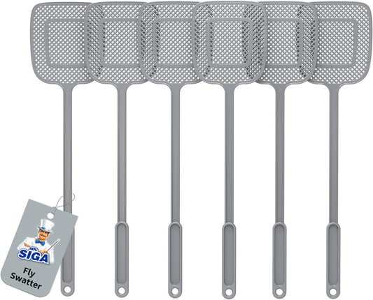 MR.SIGA_Heavy_Duty_Long_Handle_Fly_Swatter,_Gray,_6_Pack