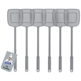 MR.SIGA Heavy Duty Long Handle Fly Swatter, Gray, 6 Pack