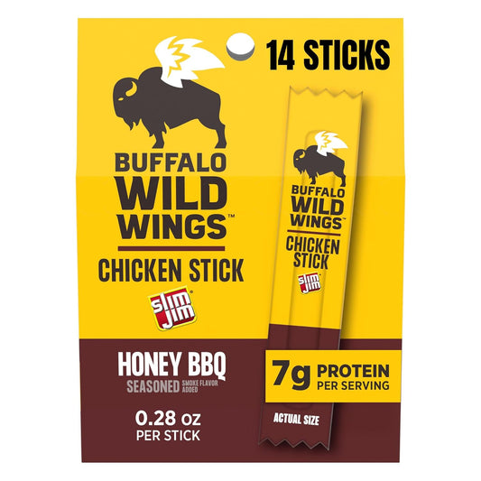 Slim_Jim_Chicken_Sticks,_Buffalo_Wild_Wings_Honey_BBQ_Seasoned,_7g_Protein_per_Serving,_Snack_Size,_Father's_Day_Snack_Gift_for_Dad,_0.28_oz._(14_Count)