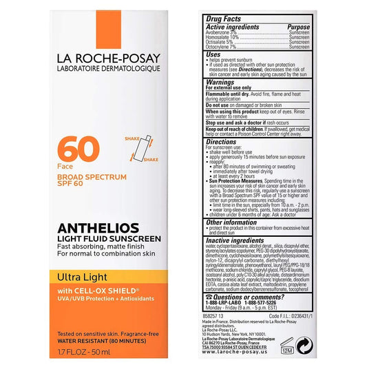 La_Roche-Posay_Anthelios_Light_Fluid_Facial_Sunscreen_SPF_60,_Lightweight_Sunscreen_For_Face,_Fluid_Texture,_Broad_Spectrum_SPF_+_Antioxidants,_Oil_Free_&_Oxybenzone_Free,_Travel_Size_1.7_Fl._Oz.