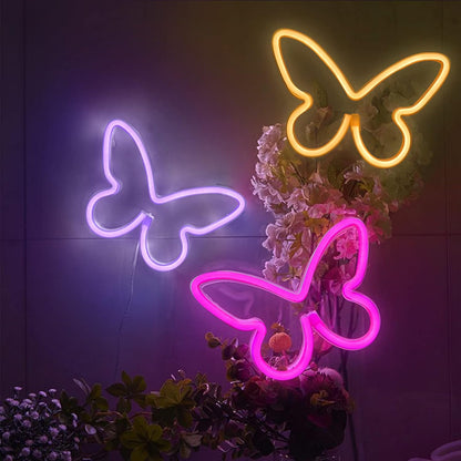 BRIGHTDECK_3_Pcs_Butterfly_Neon_Signs,_Neon_Light_for_Bedroom,_USB_or_3-AA_Battery_Powered_LED_Wall_Decor_for_Valentines_Day_Birthday_Gift,_Wedding,_Party,_Home_Decor_(Pink,_Purple,_Warm_white)