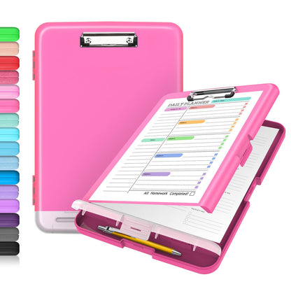 Sooez Clipboard with Storage, Clip Board 8.5 x 11 with Pen Holder, Plastic Organization Case Box for Letter Legal A4 Size Paper, Low Profile Clip, Nurses Teachers Must Haves, School &amp;amp; Office Supplies