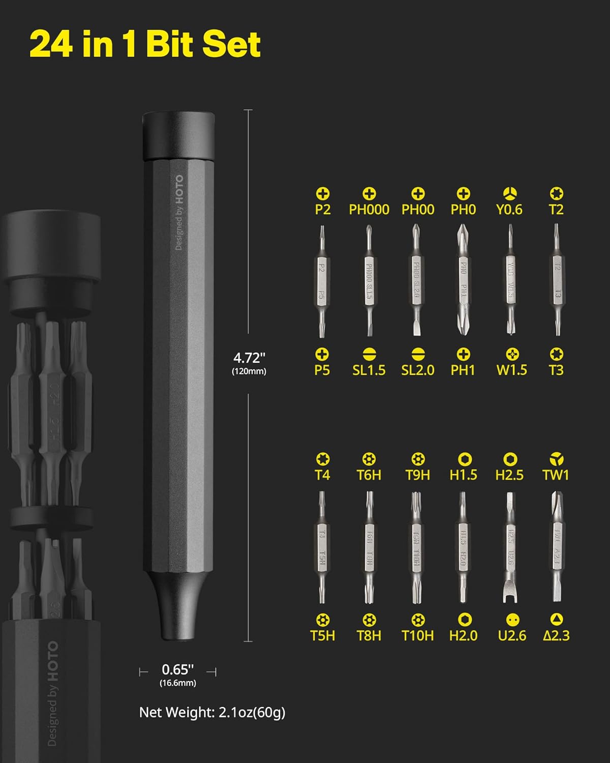 HOTO_24_in_1_Multi_Bit_Mini_Screwdriver_Set_Magnetic,_Manual_Precision_Screwdriver_Set,_EDC_Pen_Screwdriver_for_Eyeglasses,_Electronics,_Watches,_Phones,_Laptops,_Cameras,_Slate_Grey
