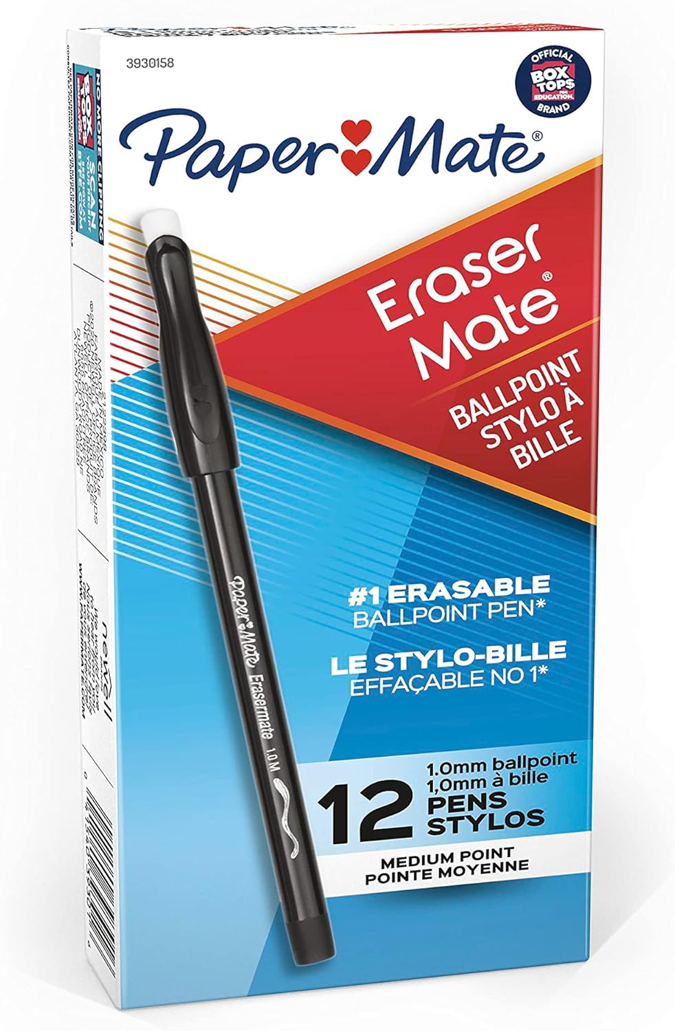 Paper_Mate_EraserMate_Erasable_Pen,_Medium_Point,_Black,_Box_of_12