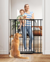 Baby Gate No Drilling, Auto Close Dog Gate Indoor for Doorways & Stairs, Pressure Mounted Adjustable Pet Gate, Easy Walk Through Child Gate for Children & Pets Stroller Friendly