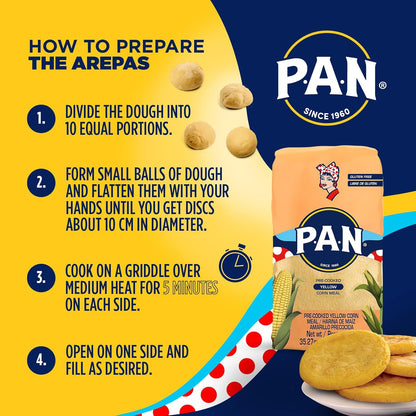 P.A.N._Yellow_Corn_Meal_–_Pre-cooked_Gluten_Free_and_Kosher_Flour_for_Arepas_(2.2_lb/Pack_of_1)