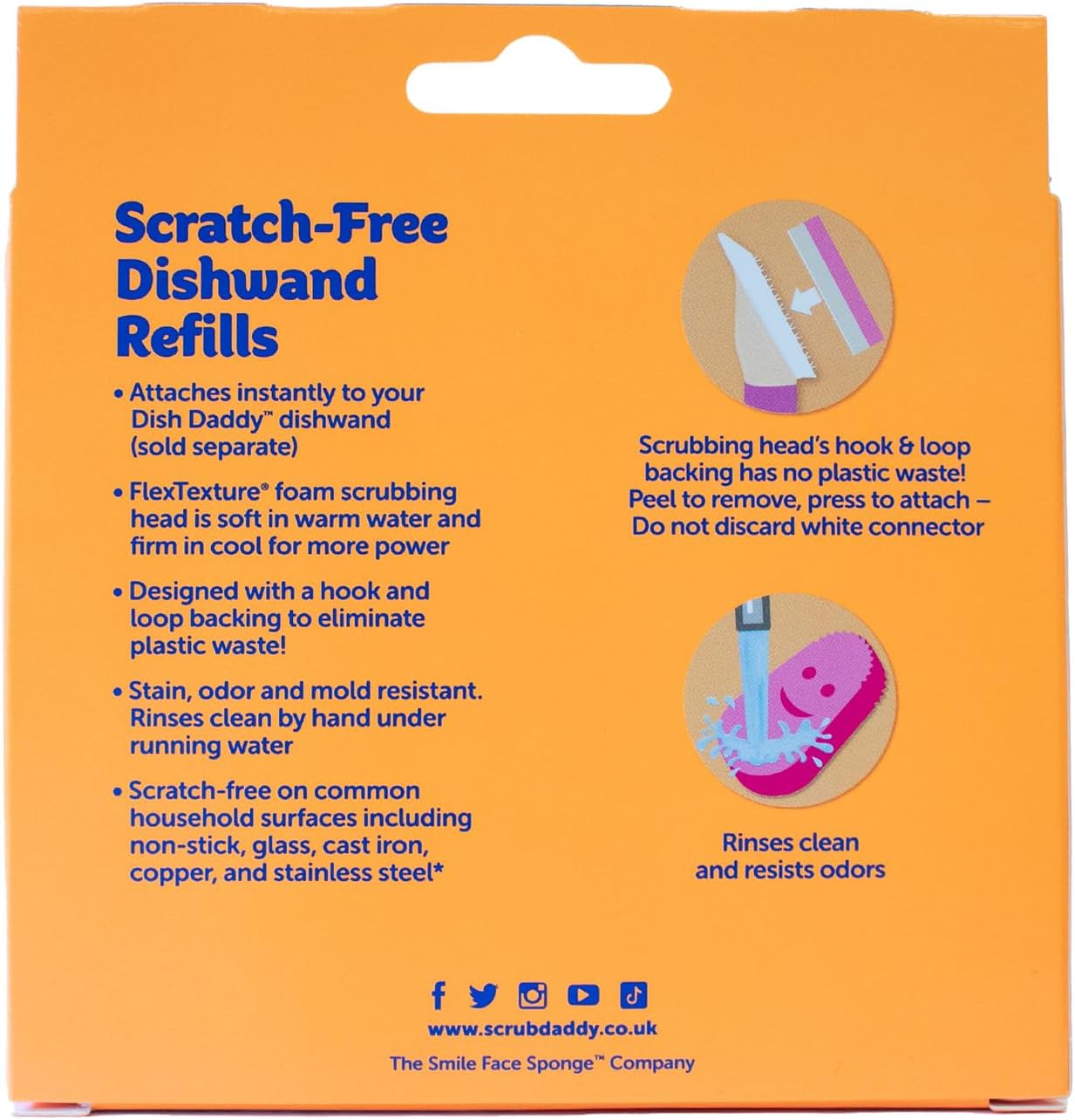 Scrub_Daddy_Dish_Wand_Scrubbing_Brush_Replacement_Heads,_Soap_Dispensing_Brushes,_Texture_Changing_Washing_Up_Sponges,_Detachable_Dish_Daddy_Head_Sponge_Refills,_Pink_2_Pack