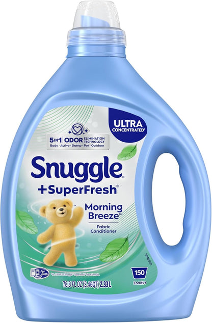 Snuggle_SuperFresh_Fabric_Softener_Liquid,_Ultra_Concentrated,_78.8_Oz,_150_Medium_Loads,_Morning_Breeze_Fabric_Conditioner,_Lasting_Scent,_Fights_Stubborn_Odors,_Softens,_Reduces_Static_&_Wrinkles