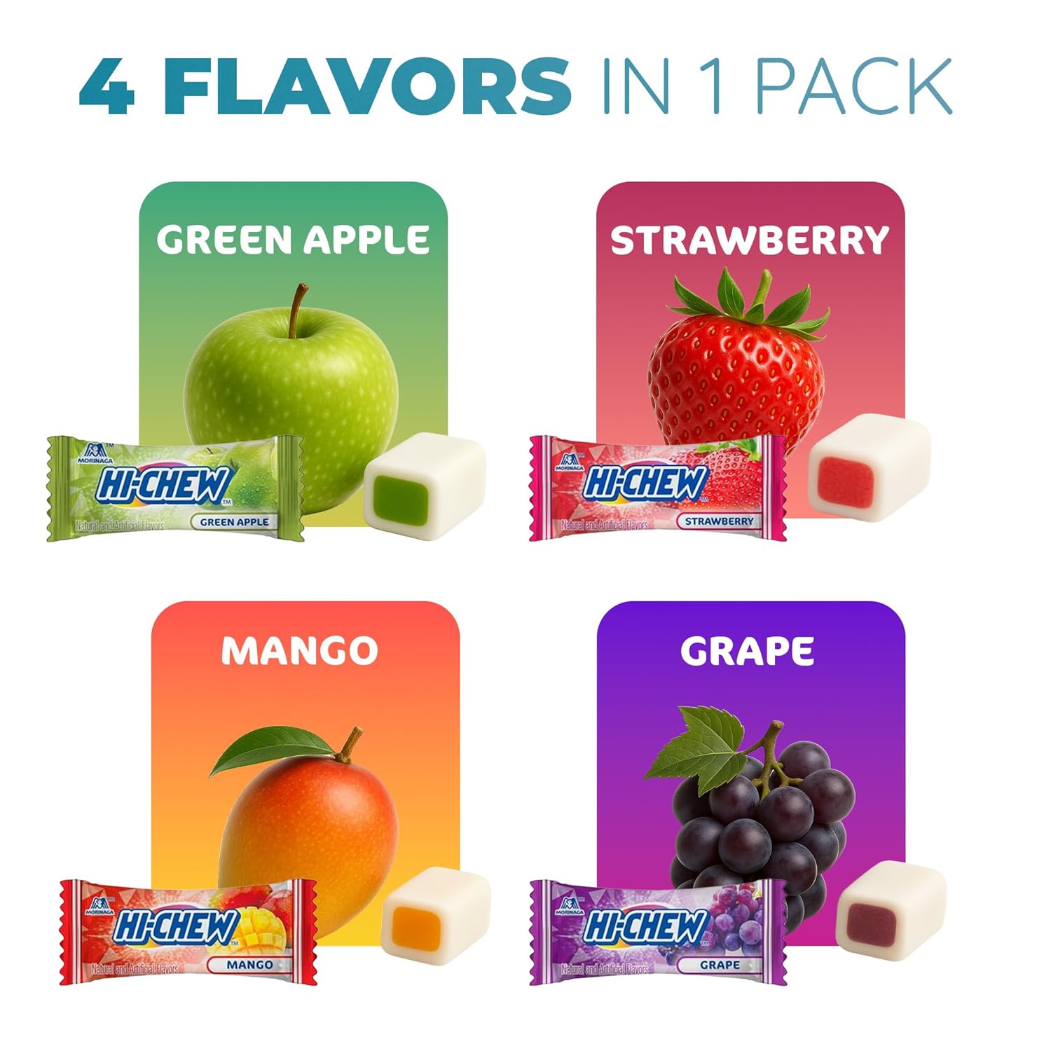 HI-CHEW_Assorted_Bulk_Candy_Bag,_Green_Apple_Strawberry_Mango_Grape,_Soft_&_Chewy_Candy_2lb_-_185+_Pieces_Individually_Wrapped_-_Made_with_Immensely_Juicy_Fruity_Flavors