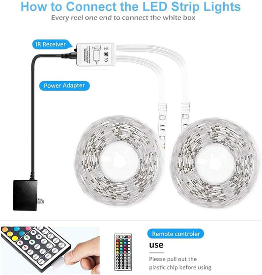 DAYBETTER_Led_Strip_Lights_Waterproof,_16.4ft/32.8ft/50ft/65.6ft_Led_Tape_Lights_Color_Changing_LEDs_Light_Strips_Kit_with_44_Keys_Ir_Remote_Controller_and_12v_Power_Supply_for_Indoor_Outdoor_Use