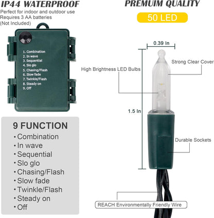 Blissun_Christmas_Lights,_50-Count_Green_Wire_Light_Set,_Battery_Operated_Christmas_Mini_String_Light_with_8_Modes,_16_ft_Fairy_Lights_for_Christmas_Tree_Garden_Wreath_Decorations_(2_Pack,_Warm_White)
