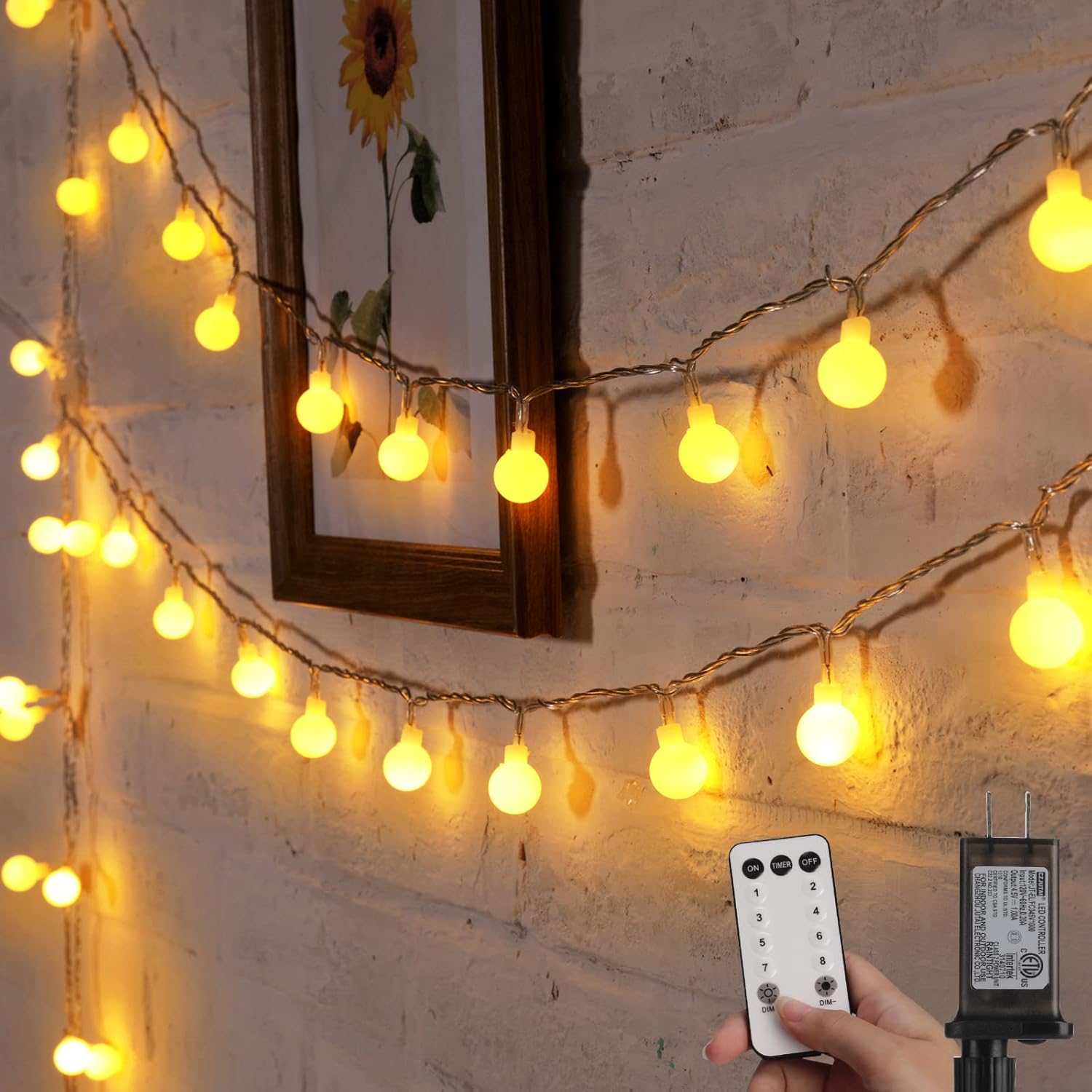 Minetom_Globe_String_Lights,_33_Feet_100_Led_Fairy_Lights_Plug_in,_8_Modes_with_Remote_Mini_Globe_Lights_for_Indoor_Outdoor_Bedroom_Party_Wedding_Garden_Christmas_Tree_Decor,_Warm_White