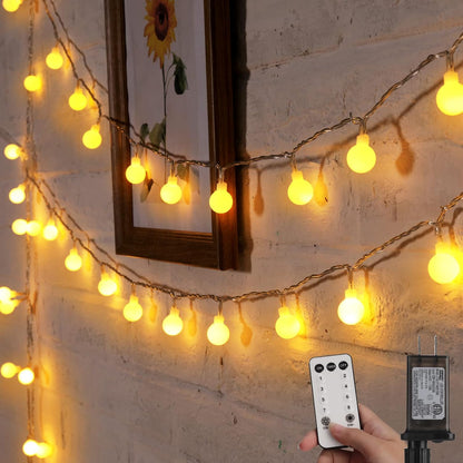 Minetom_Globe_String_Lights,_33_Feet_100_Led_Fairy_Lights_Plug_in,_8_Modes_with_Remote_Mini_Globe_Lights_for_Indoor_Outdoor_Bedroom_Party_Wedding_Garden_Christmas_Tree_Decor,_Warm_White