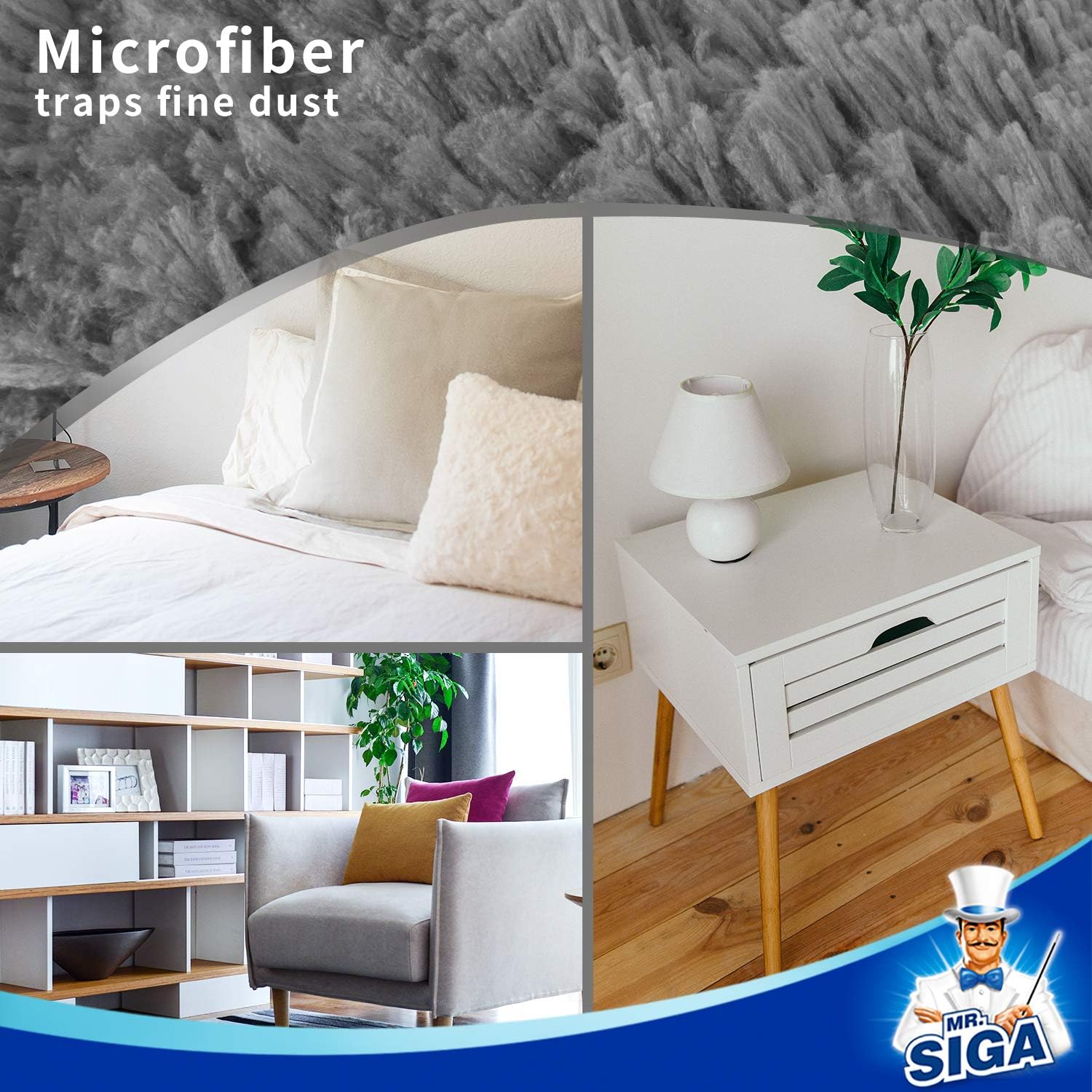 MR.SIGA_Lint_Free_Microfiber_Duster,_Washable_Duster_for_Household_Cleaning_Gray