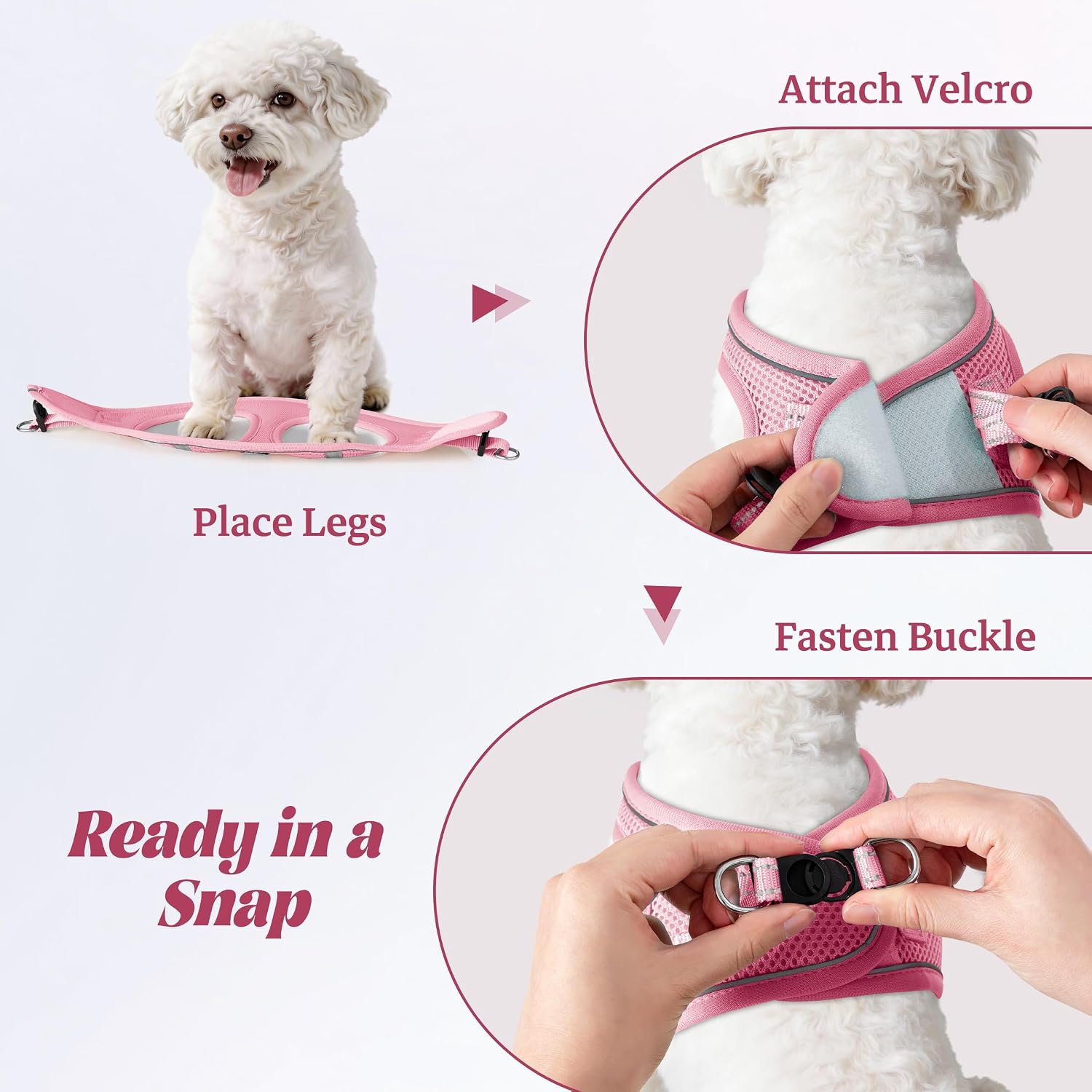 Dog_Harness_and_Leash_Set,_No_Pull_Soft_Mesh_Pet_Harness,_Reflective_Adjustable_Puppy_Vest_for_Small_Medium_Large_Dogs,_Cats_(Pink,_X-Small_(Pack_of_1)