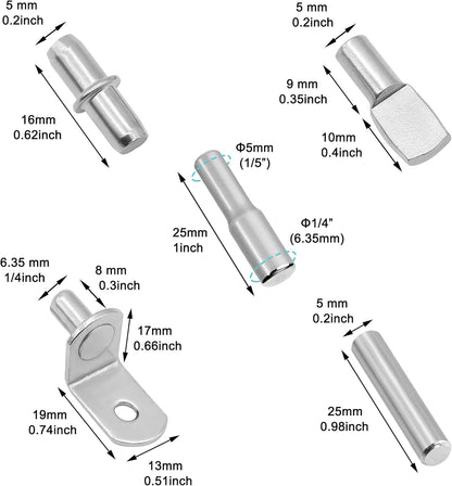 144_Pcs_Shelf_Pins_Pegs_Kit,5_Styles_Metal_Shelf_Support_Pegs,Cabinet_Pegs_for_Shelves,Dual_Diameter_Shelf_Pins_with_Silicone_Covers,Shelf_Bracket_Holders_for_Furniture_Glass_Corner_&_Wood_Shelves