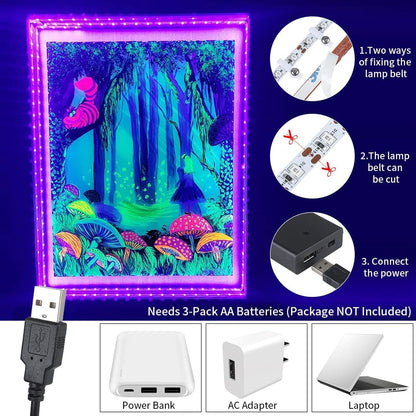16.4FT/32.8FT_Black_Light/Warm_White/Day_light_Strip_with_USB_Plug_+_Battery_Box,_Adhesive_LEDs_Blacklight_Fixture,_Battery_&_USB_Operated_for_Glow_Neon_Party_Birthday_Glass_Cabinet_Fluorescent_Poster_Fishing_Boat