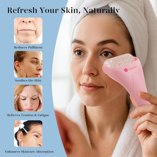 BAIMEI_IcyMe_Ice_Roller_for_Face_and_Gua_Sha_Facial_Tool_Set,_Ice_Face_Roller_Reduces_Puffiness_Relieves_Migraines_Skin_Care_Tools,_Self_Care_for_Women_-_Pink