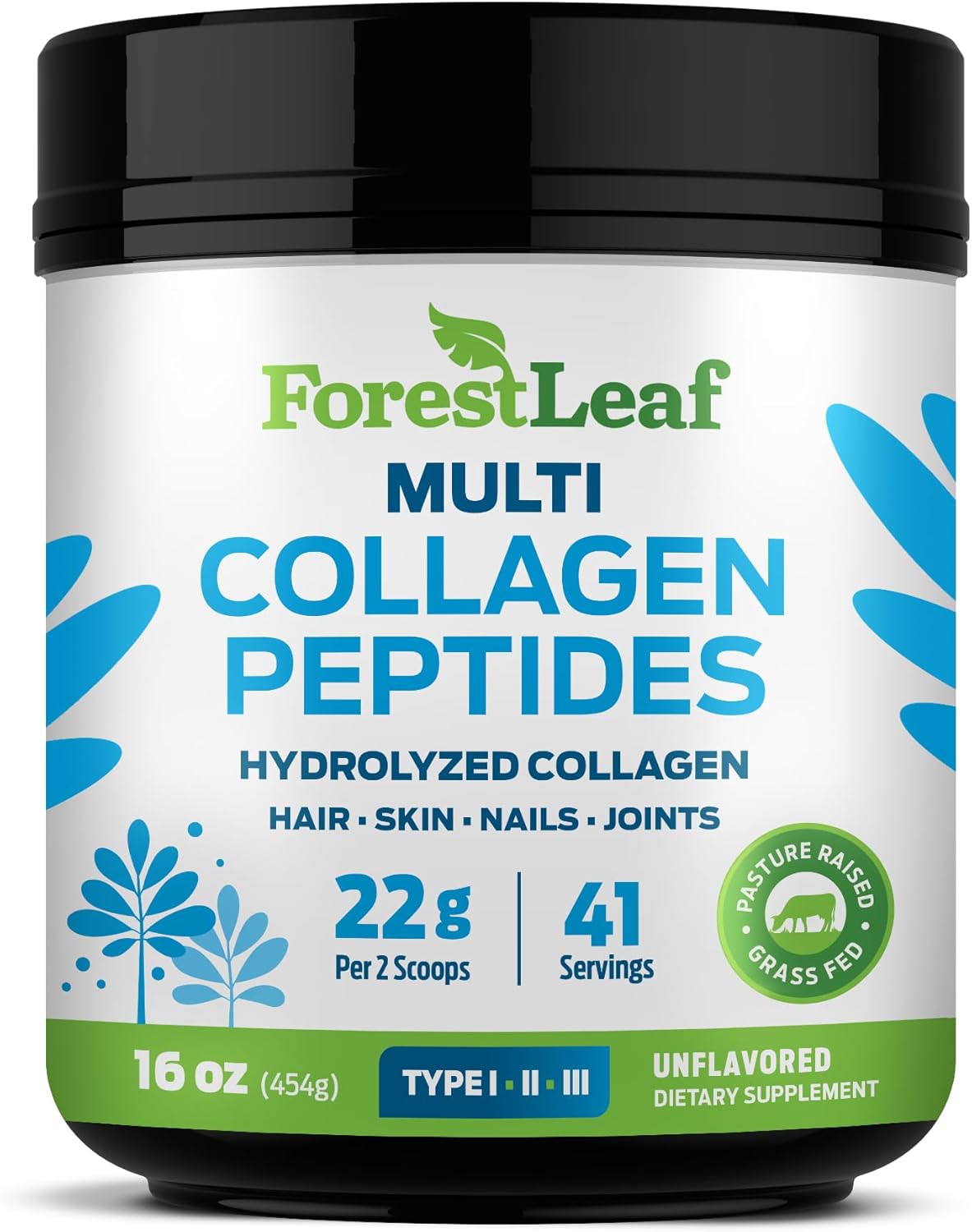 ForestLeaf_Collagen_Peptides_Powder_Unflavored_-_Hydrolyzed_Grass_Fed_Keto_Collagen_Protein_Powder_Type_1,_2_&_3_-_Vital_Hair,_Skin,_Nails,_Joints,_Recovery,_11g_Per_Serving