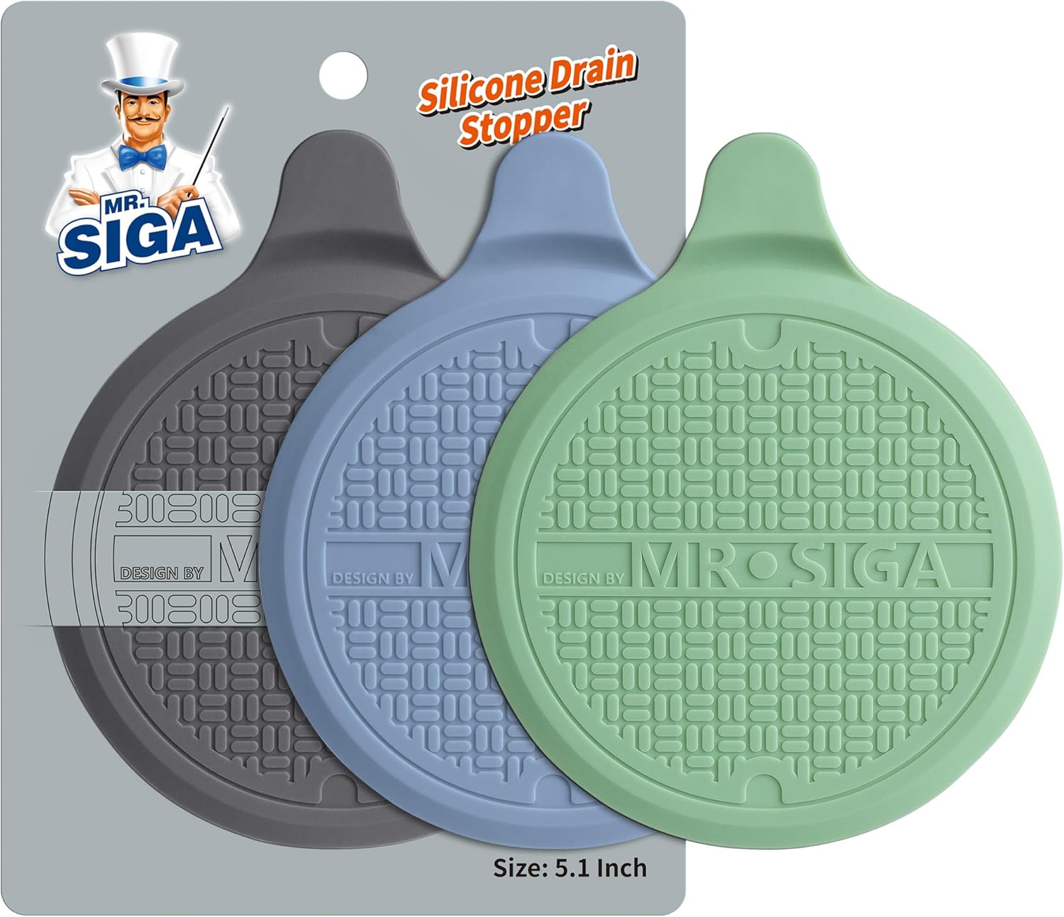 MR.SIGA_Silicone_Bathtub_Stopper,_Drain_Stopper_for_Shower,_Sink,_5.1"_Diameter,_3_Pack