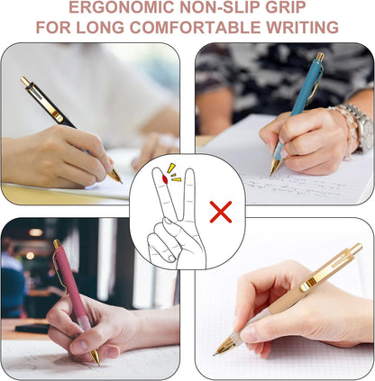 Linbsunne_Ballpoint_Pens_Black_Medium_Point_1mm_Pen_with_Super_Soft_Grip_Ball_Point_Pen_for_Men_Women_Retractable_Pens_(gold-12_pcs)