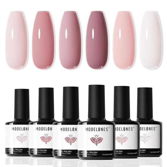 modelones_Gel_Nail_Polish_Set_-_6_Colors_Nude_Pink_Milky_White_Gel_Polish_Set_Light_Neutral_Pink_Nail_Polish_Barely_Pink_Soak_Off_LED_Starter_Kit_Popular_Nail_Art_DIY_Manicure_Gifts
